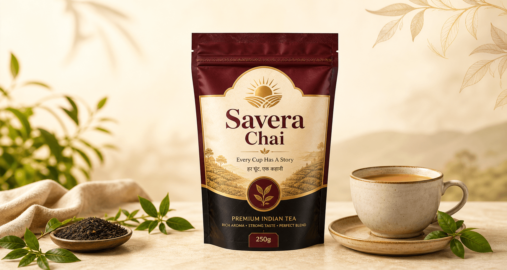 Savera Chai pouch and tea cup